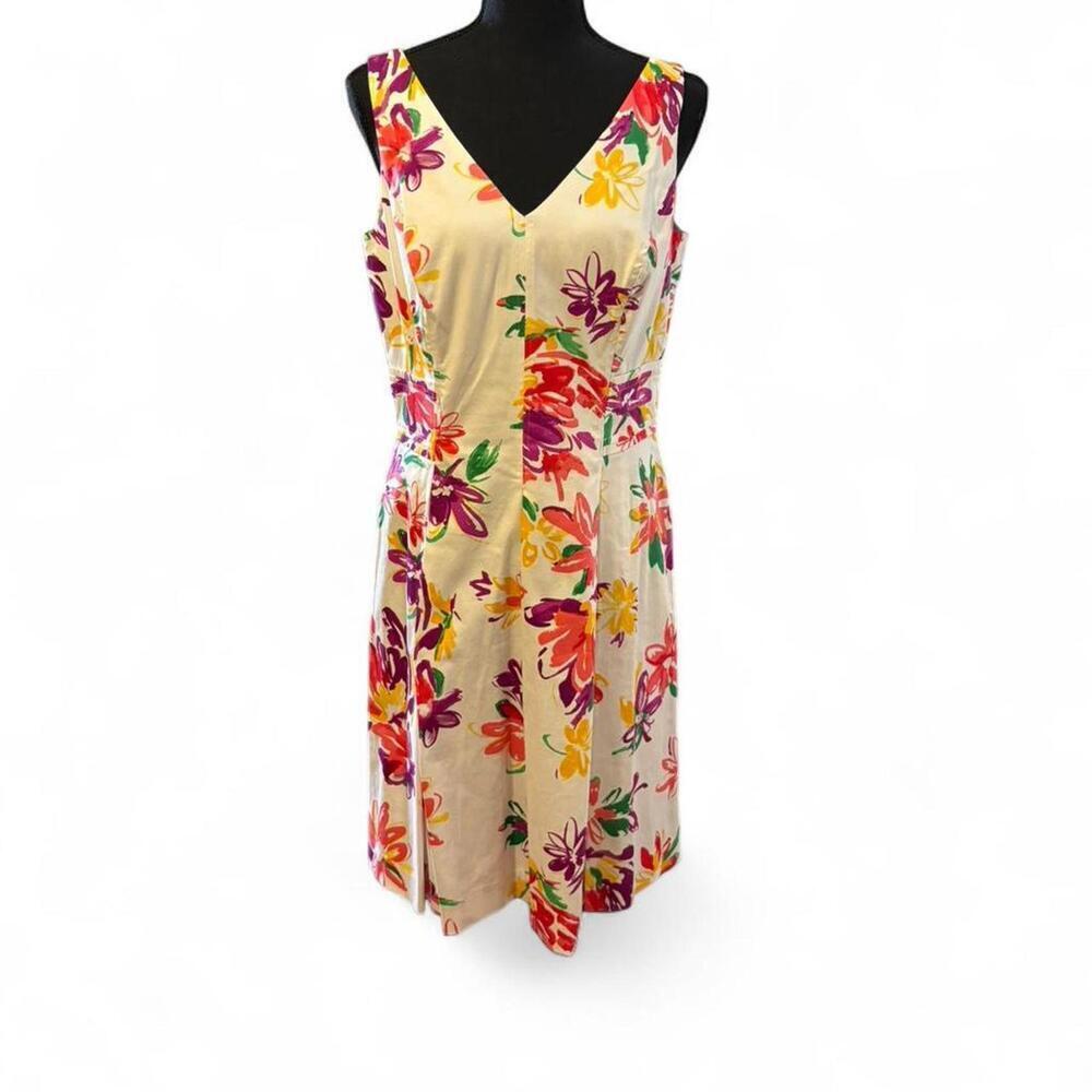 Chaps white with floral pattern dress size 8 NWOT